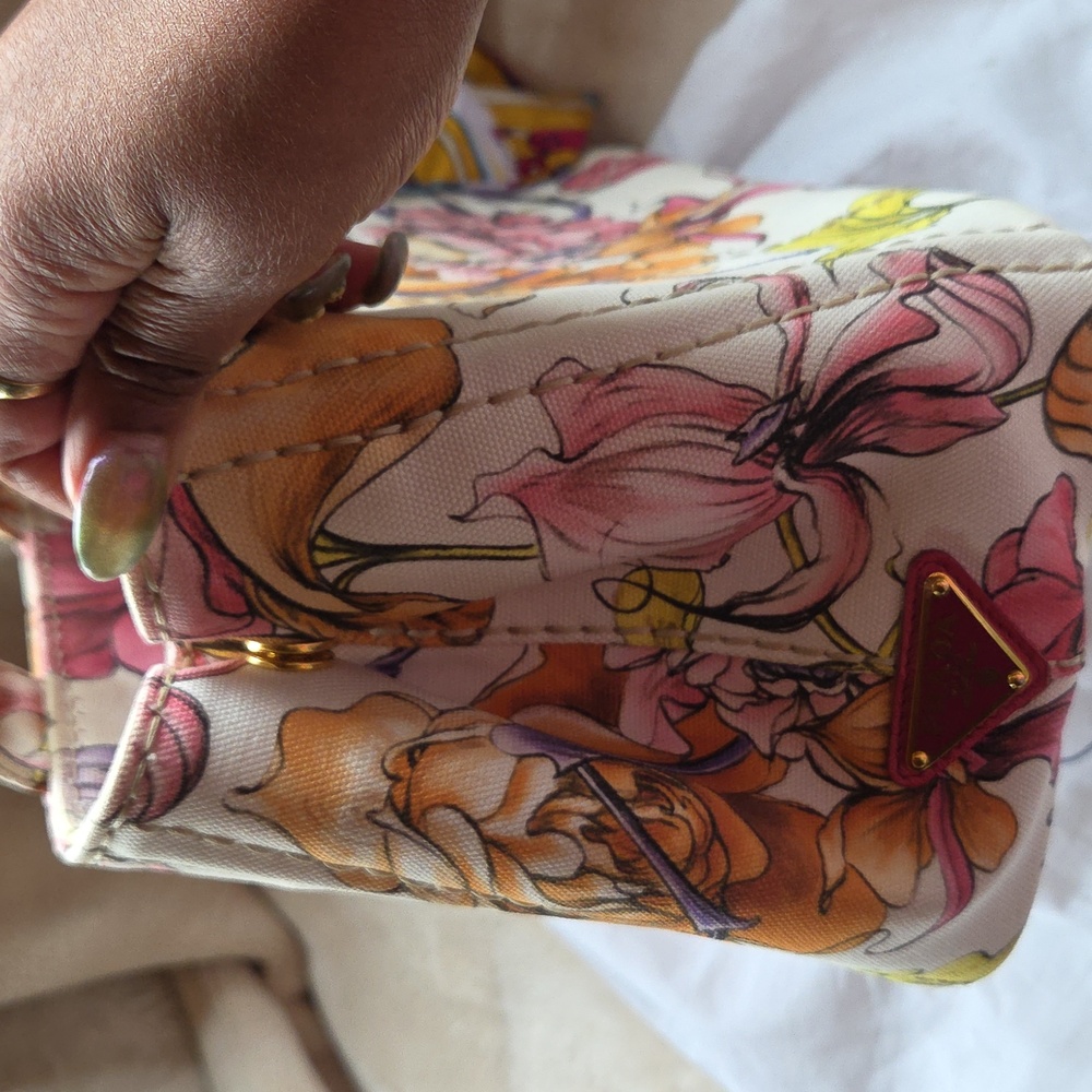 Prada Canapa Women's Tote Bag -‎ Floral Multicolor (Limited Edition) - Picture 12 of 12